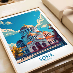 Sofia Travel Poster - Bulgaria featuring the colorful Alexander Nevsky Cathedral art print.