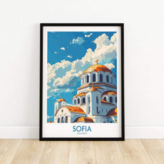Sofia Wall Art Print - Bulgaria Featuring a colorful depiction of a church in Sofia, enhancing home decor with international flair.