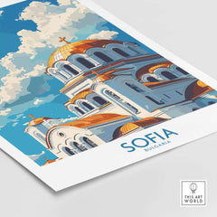 Sofia Wall Art Print - Bulgaria featuring vibrant colors and stunning architecture of a Bulgarian church.