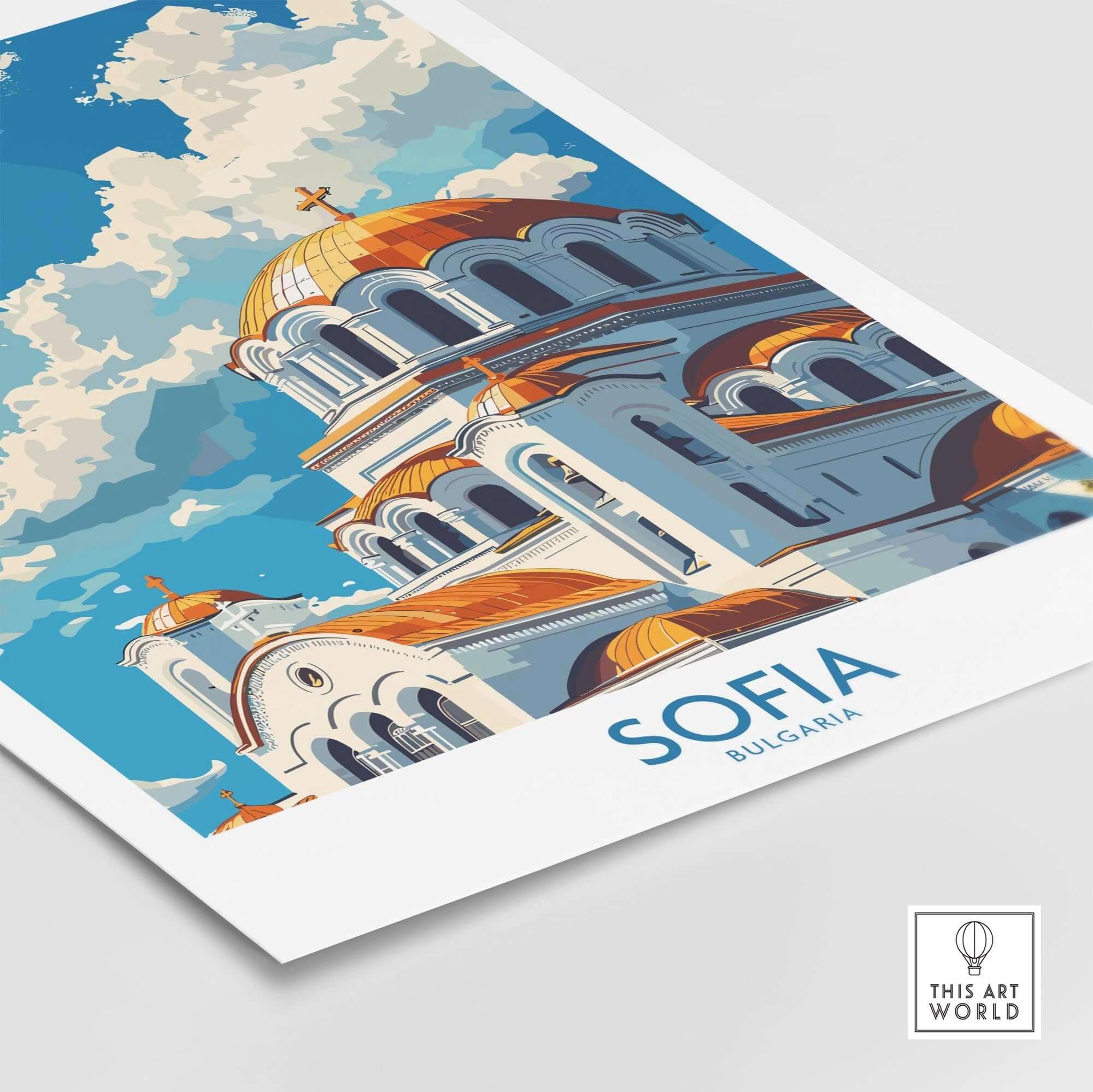 Sofia Wall Art Print - Bulgaria featuring vibrant colors and stunning architecture of a Bulgarian church.