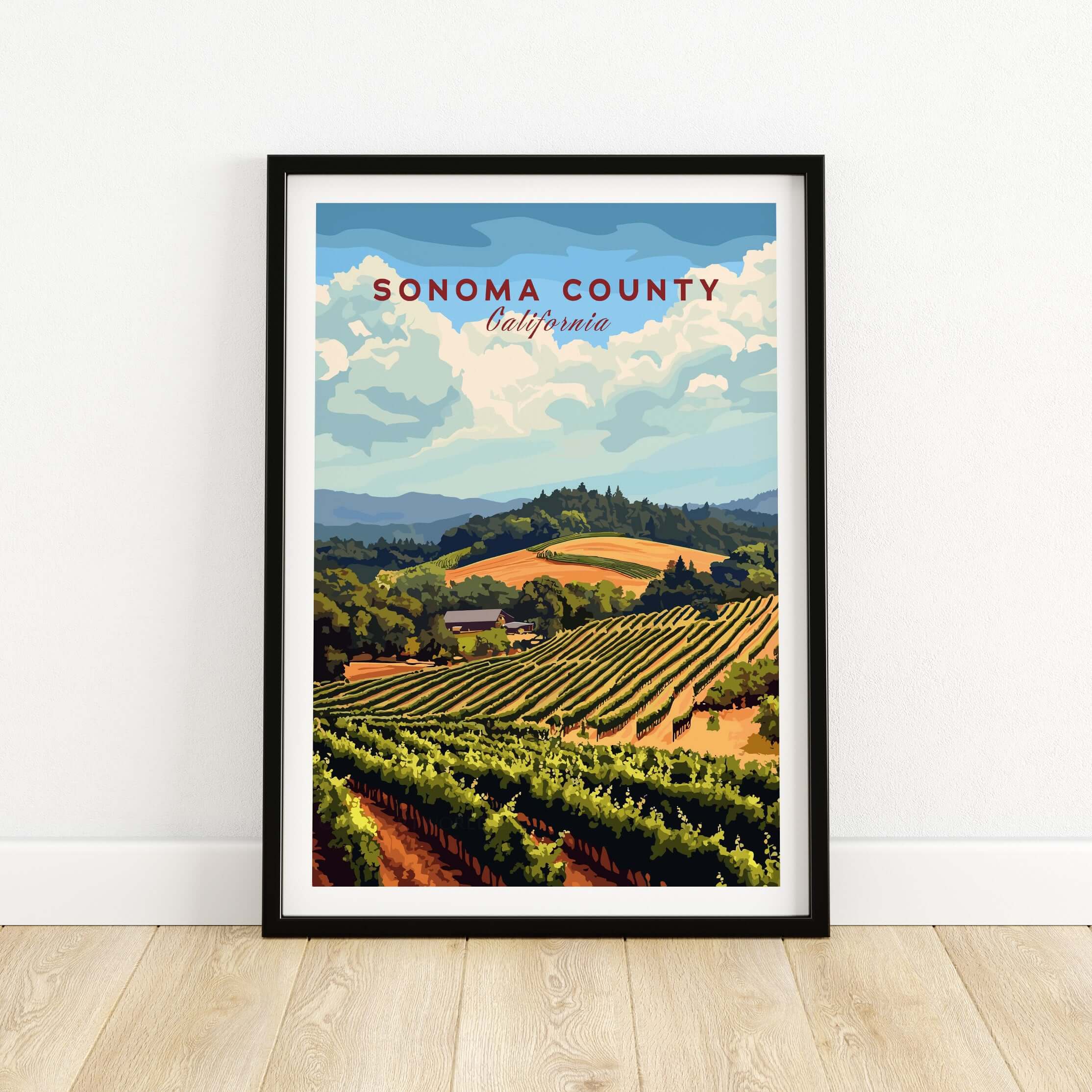 Sonoma County Vineyard Art Print - Wine Farm Poster - California Travel Decor