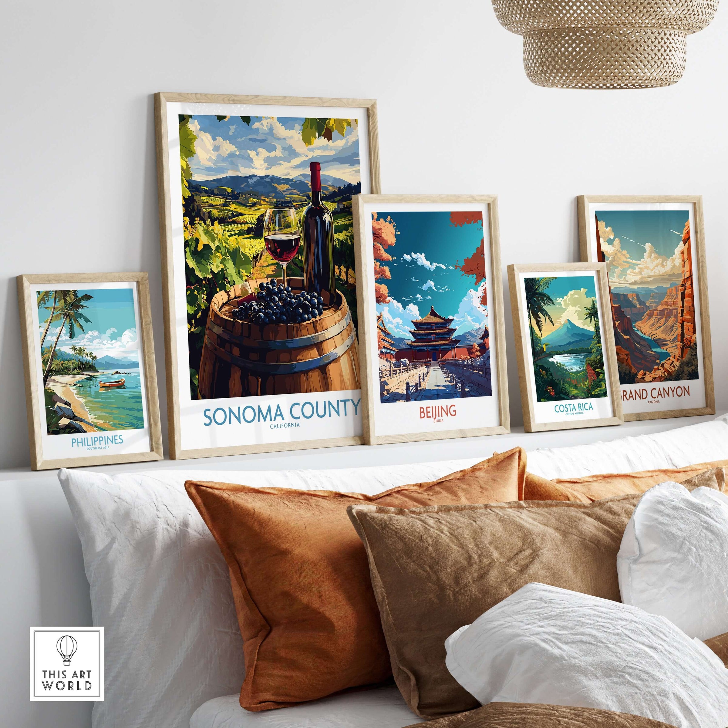 Sonoma Vineyard Poster - California Wine Country Travel Print - Winery Wall Art displayed in a cozy home setting.