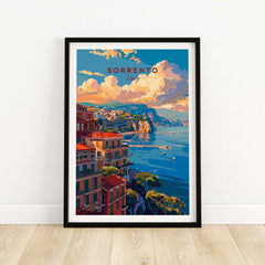 a picture of a poster of a city on a wall