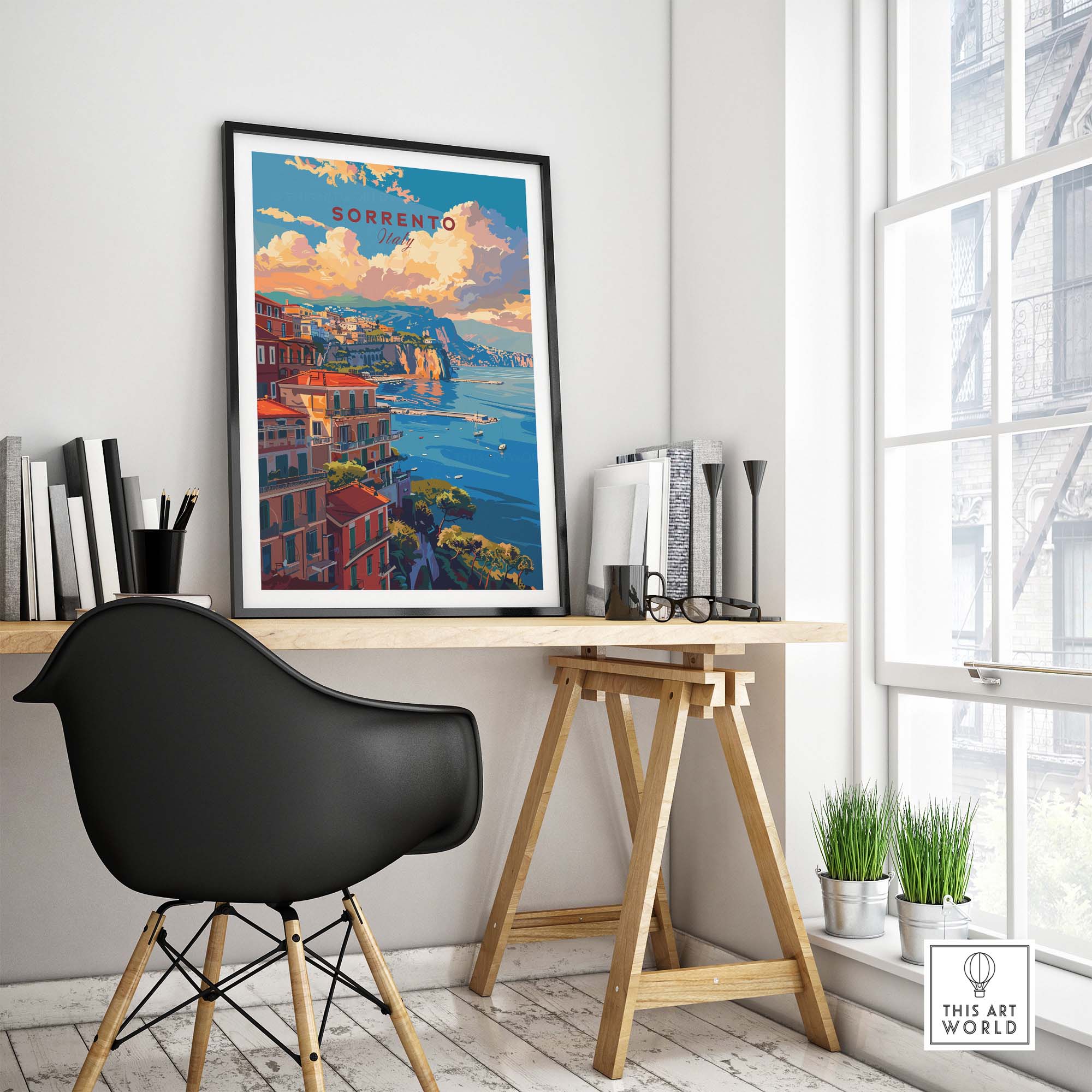 a chair and a table in a room