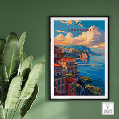 a green wall with a picture hanging on it