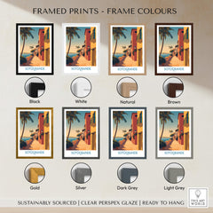 Sotogrande Spain Poster | Sunny Andalusian Village Scene Canvas Print framed print color options display.