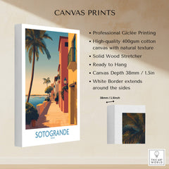 Sotogrande Spain Poster | Sunny Andalusian Village Scene Canvas Print on high-quality cotton canvas.