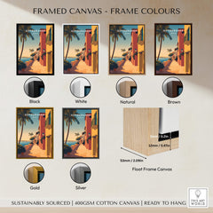 Sotogrande Spain Wall Art Print | Coastal Palm Tree Promenade Travel Poster frame color options and details