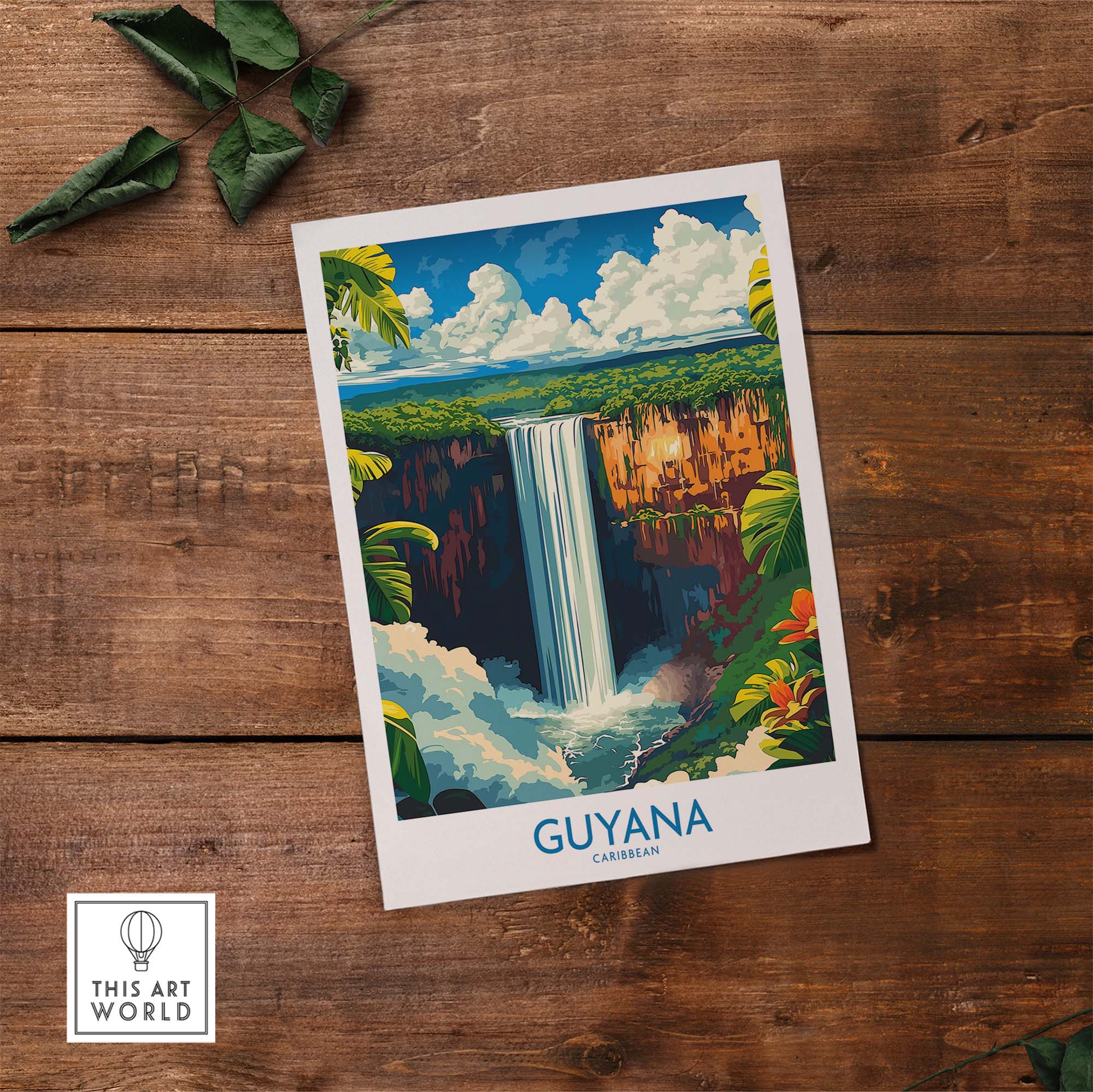 South America Travel Print - Guyana Waterfall - Nature Home Decor
