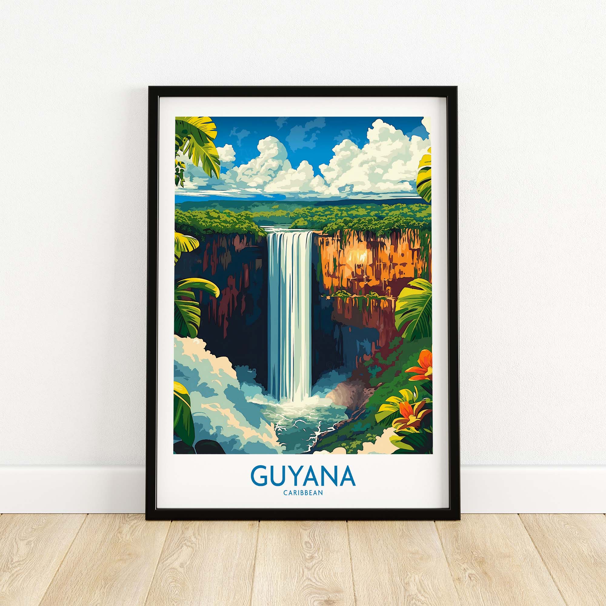 South America Travel Print - Guyana Waterfall - Nature Home Decor