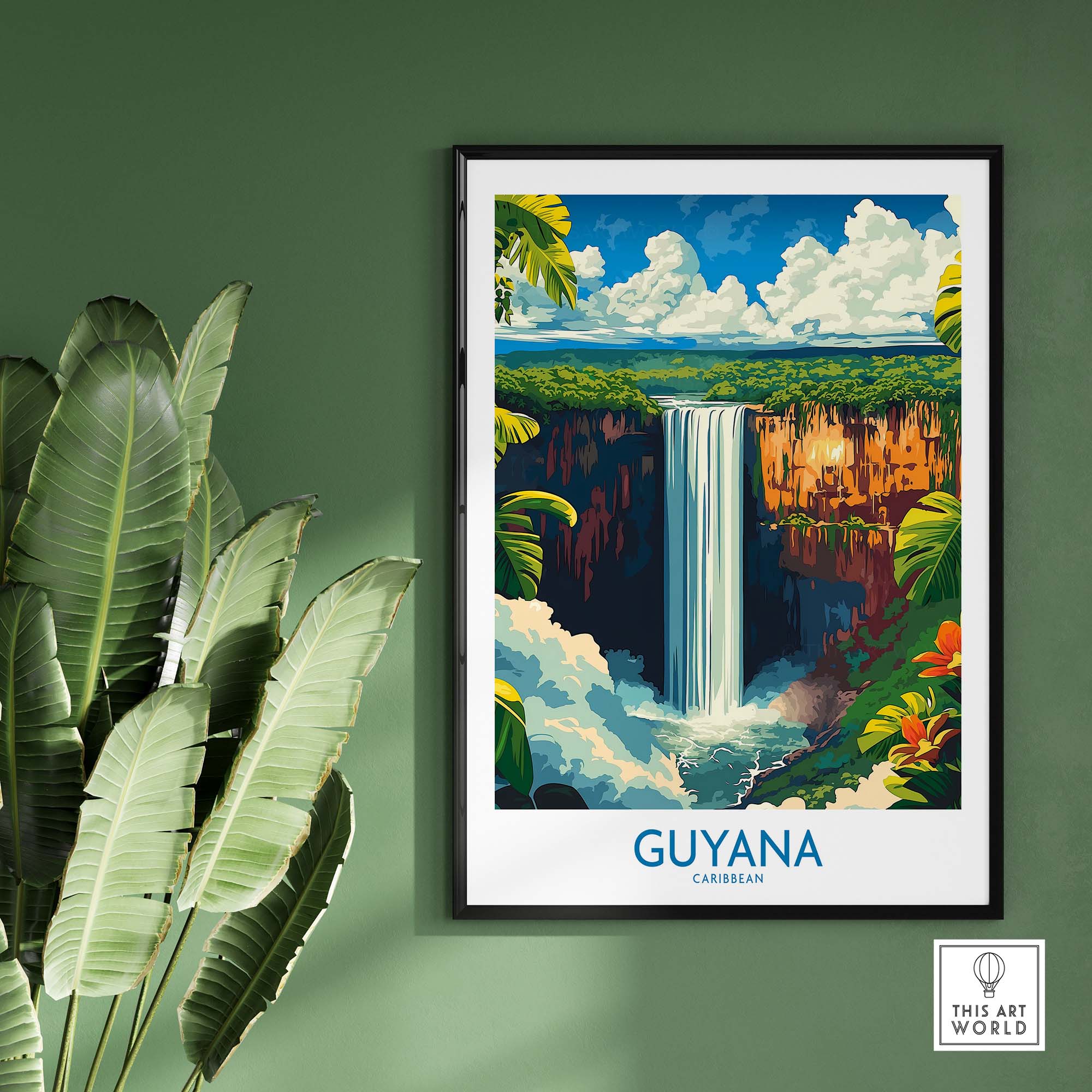 South America Travel Print - Guyana Waterfall - Nature Home Decor