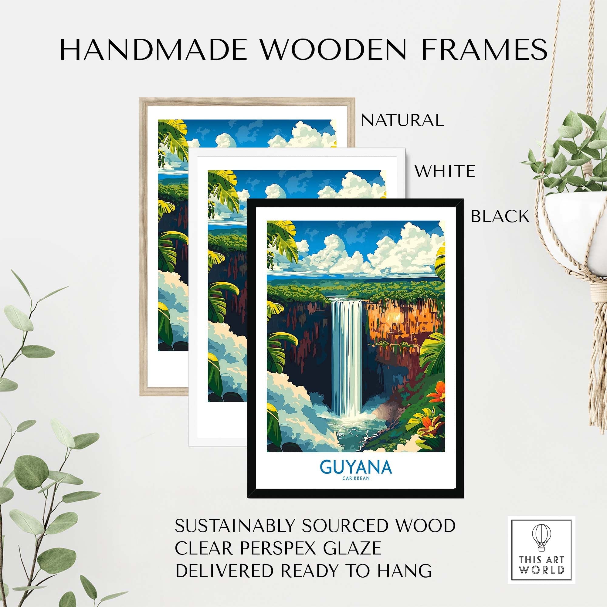 South America Travel Print - Guyana Waterfall - Nature Home Decor