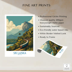 Sri Lanka Canvas Print | Lush Tea Plantation Railway Scene Poster showcasing railway in emerald tea plantations