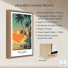 Sri Lanka Poster | Elephant Safari Canvas Print framed canvas print showcasing elephants and tropical scenery.
