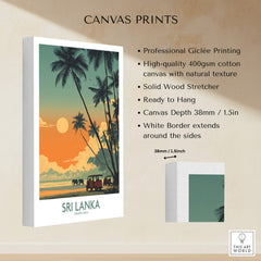 Sri Lanka Poster | Elephant Safari Canvas Print featuring professional Giclée printing and solid wood stretcher.