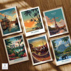 Sri Lanka Poster | Elephant Safari Canvas Print collection featuring vibrant travel artwork