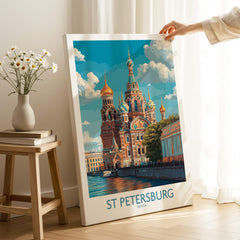 St Petersburg Russia Canvas Print | Historic Cathedral & Canal Scene Poster featuring stunning architecture and waterway.