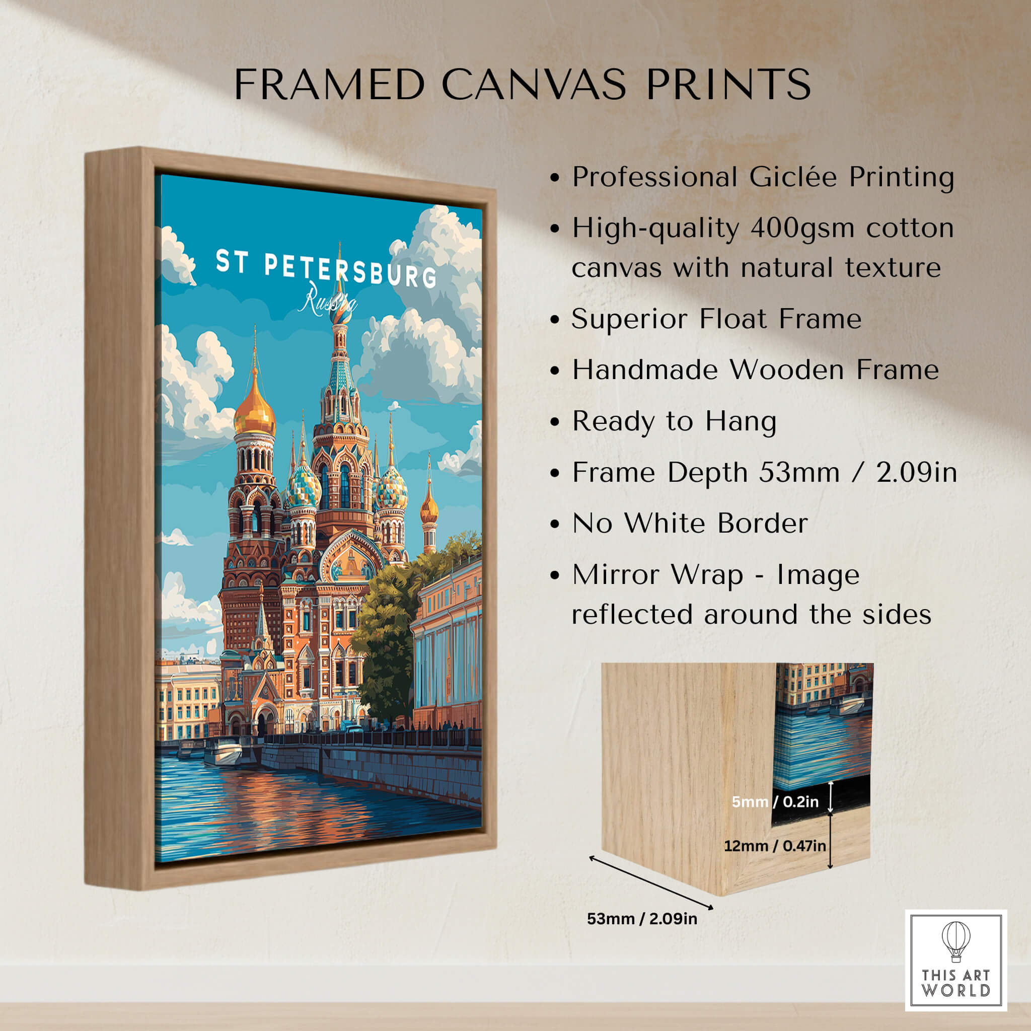 St Petersburg Poster | Russia Wall Art Print framed canvas print showcasing St Petersburg's stunning architecture and cultural heritage.