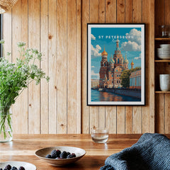 St Petersburg Poster | Russia Wall Art Print showcasing iconic architecture and scenic views of St Petersburg in a warm setting.