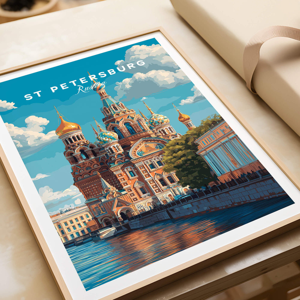 St Petersburg Poster | Russia Wall Art Print featuring the iconic Church of the Savior on Spilled Blood.