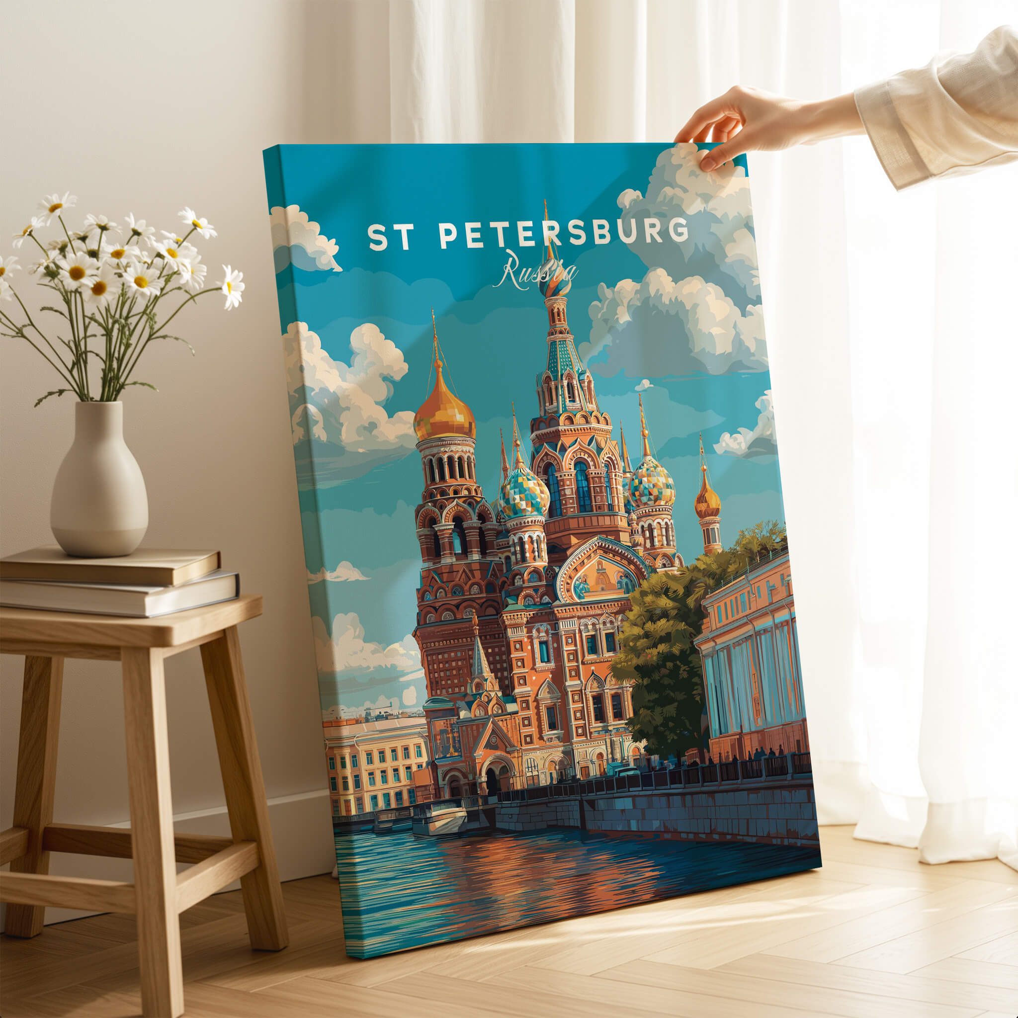 St Petersburg Poster | Russia Wall Art Print featuring colorful architecture and vibrant sky.