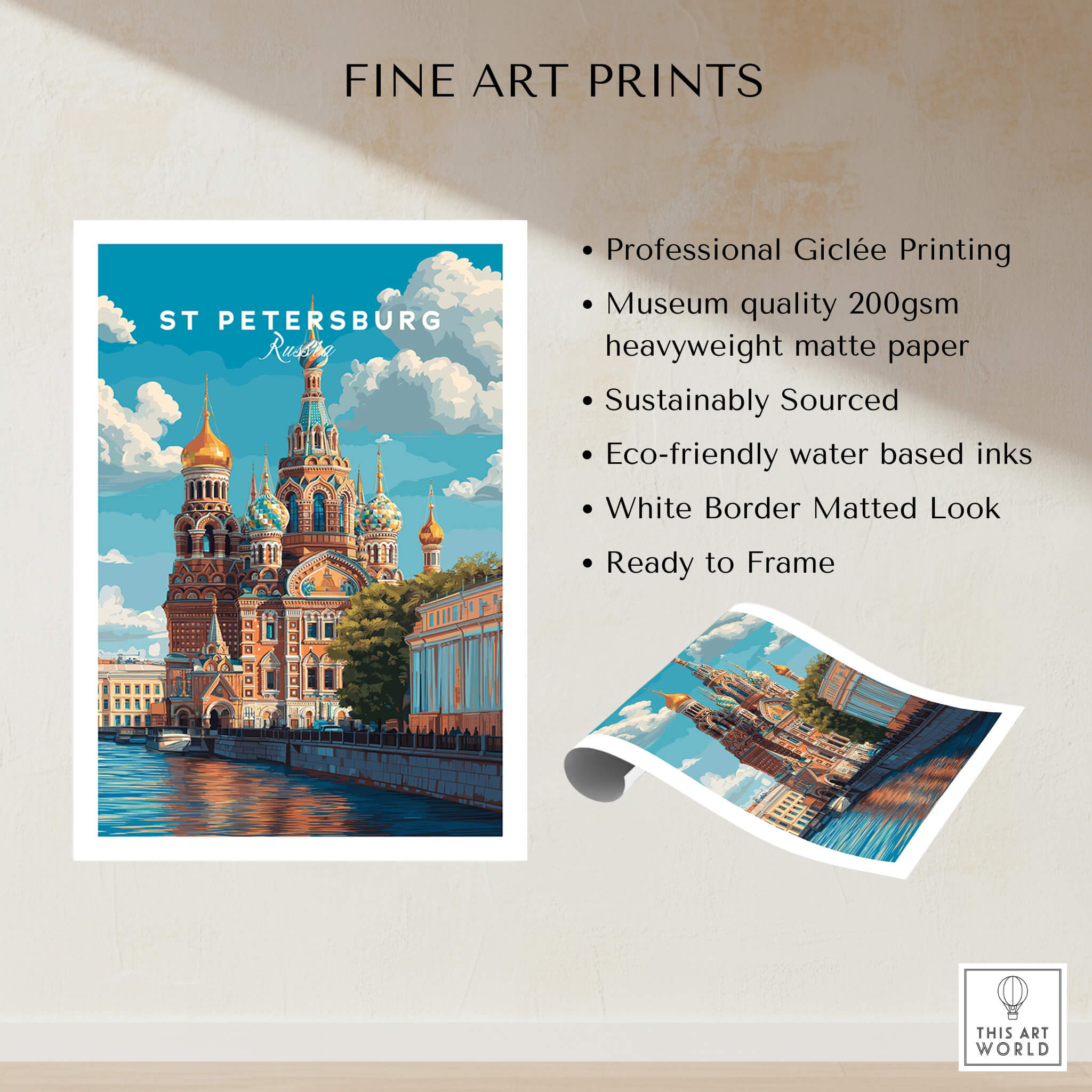 St Petersburg Poster | Russia Wall Art Print showcasing stunning architecture and vibrant colors in a professional print.