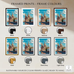 St Petersburg Poster | Russia Wall Art Print options displayed in various framed colors including black, white, and natural.