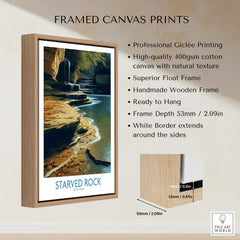 Starved Rock Canvas Print | Illinois Nature Trail & Tiered Waterfall Poster showcasing framed print features and design.