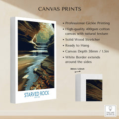 Starved Rock Poster |  Illinois Autumn Canyon & Cascades Canvas Print showcasing natural beauty of Illinois.