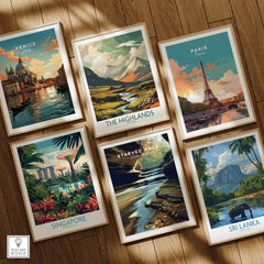 Starved Rock State Park Wall Art Print | Illinois Waterfall Landscape Travel Poster showcased among various travel posters.