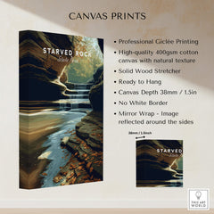 Starved Rock State Park Wall Art Print | Illinois Waterfall Landscape Travel Poster showcasing professional giclée printing details.