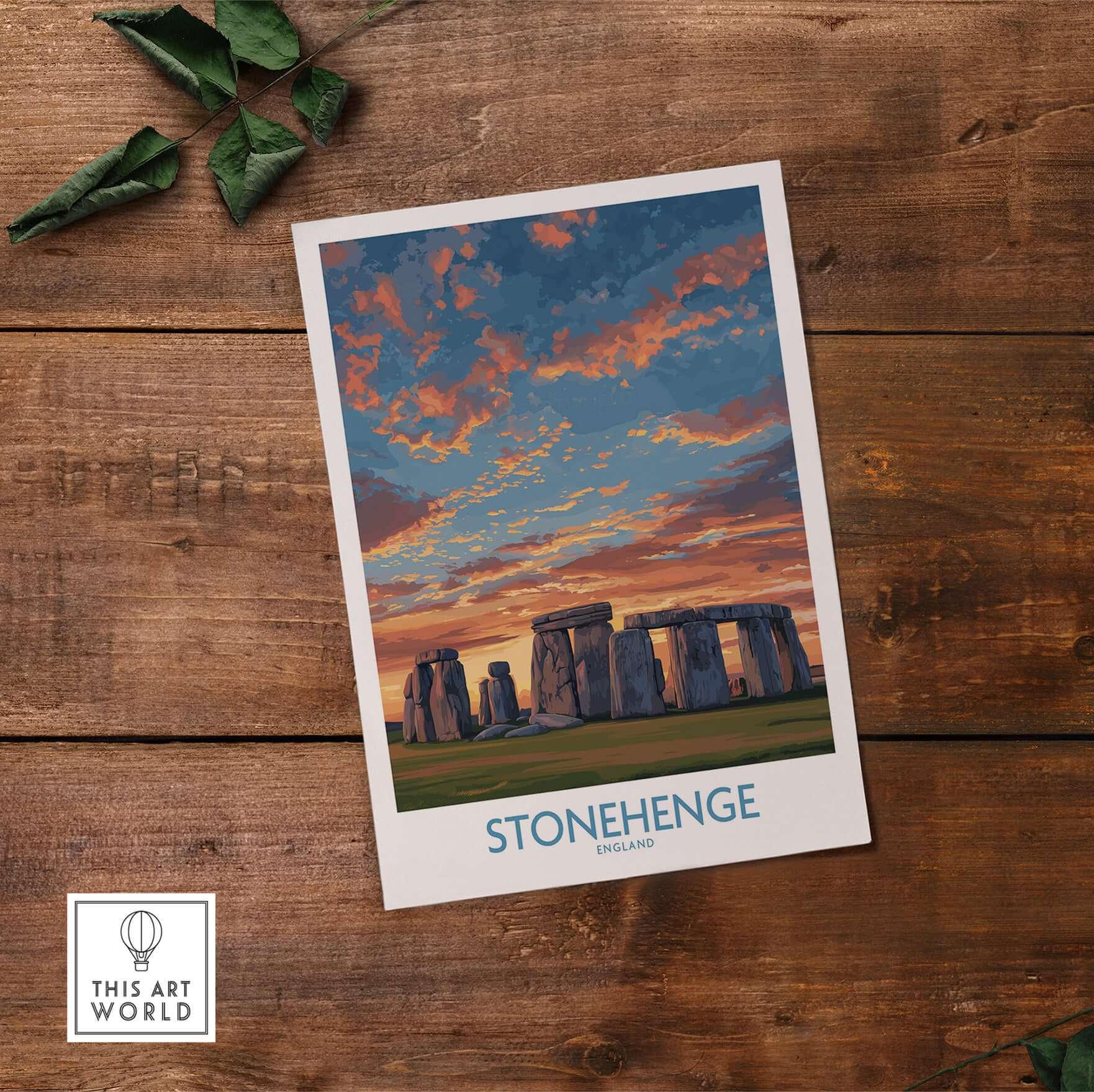 Stonehenge Poster - England Prehistoric Site Art Print - Orange Sky Wall Decor