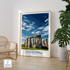 Stonehenge Poster - England Travel Print - Modern Home Decor for Walls displayed in a stylish living space.
