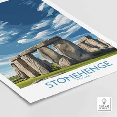 Stonehenge Poster - England Travel Print - Modern Home Decor for Walls showcasing England's iconic monument.