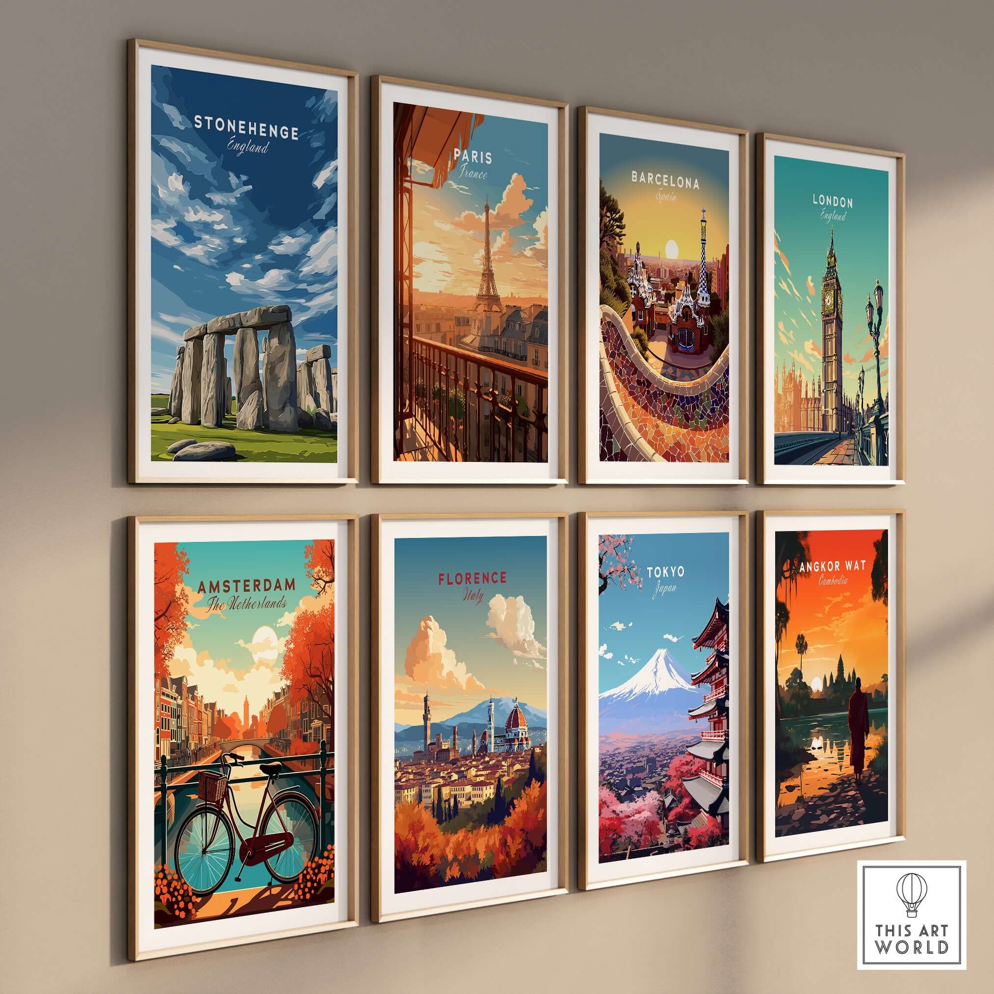 Stonehenge Print - Wiltshire England Wall Art - Historic Monument Poster collage of iconic city posters