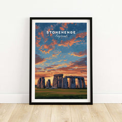Stonehenge Travel Print - English Countryside Poster - Historic Landmark Wall Art