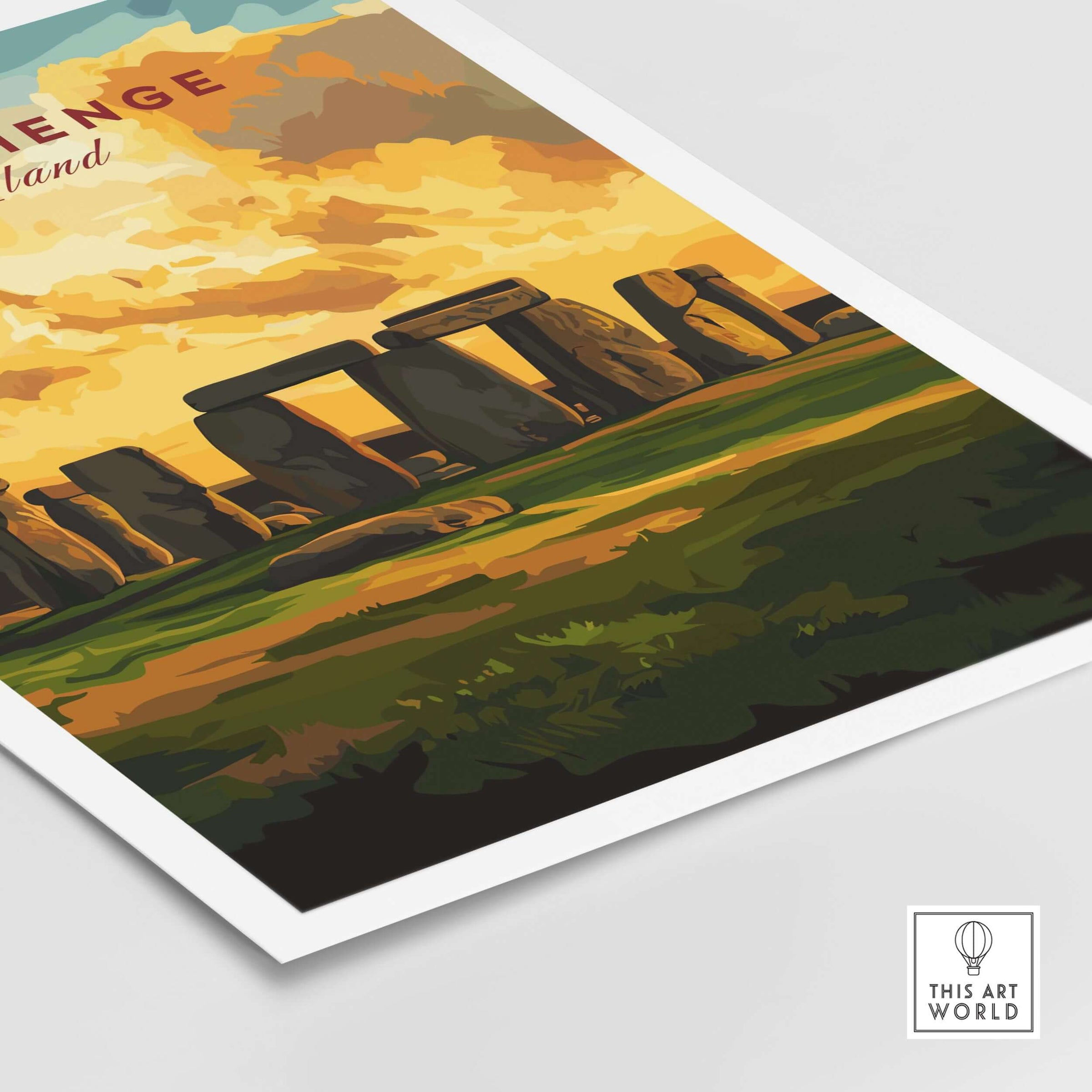 Stonehenge Travel Print - Wiltshire Landscape Poster - English Heritage Wall Art
