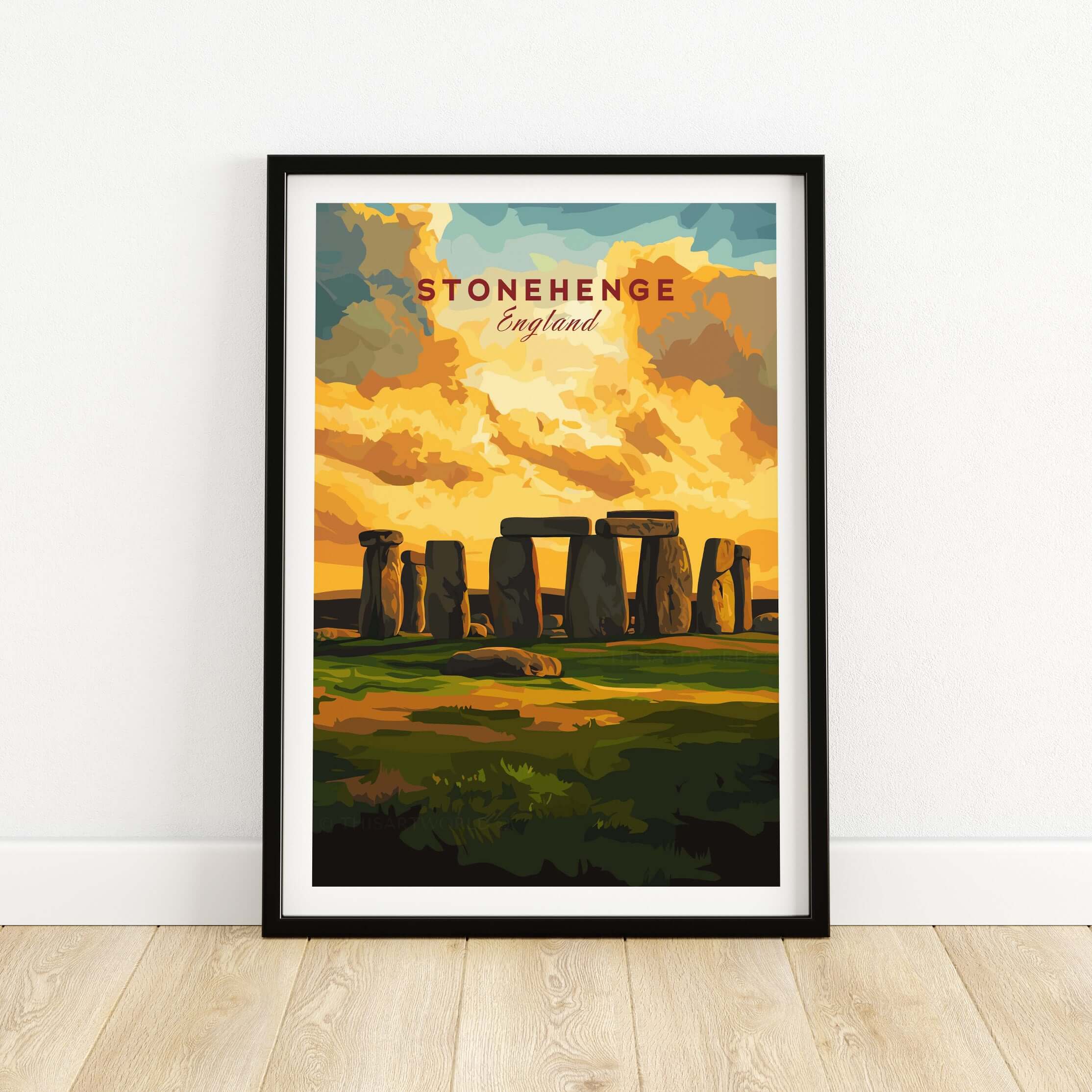 Stonehenge Travel Print - Wiltshire Landscape Poster - English Heritage Wall Art