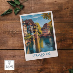 Strasbourg France Art Print capturing historic architecture and scenic canals in a vibrant artistic style.