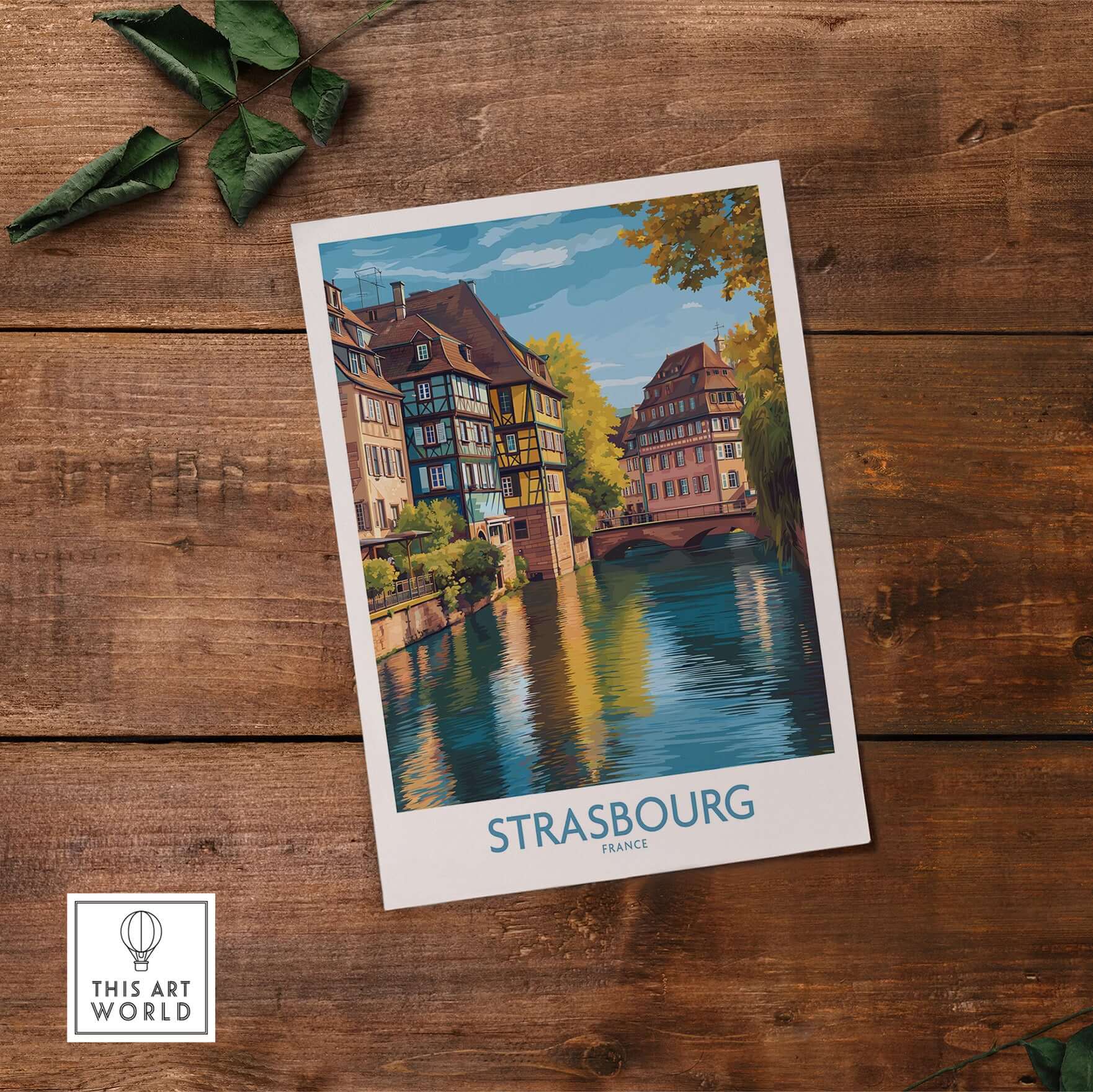 Strasbourg France Art Print capturing historic architecture and scenic canals in a vibrant artistic style.