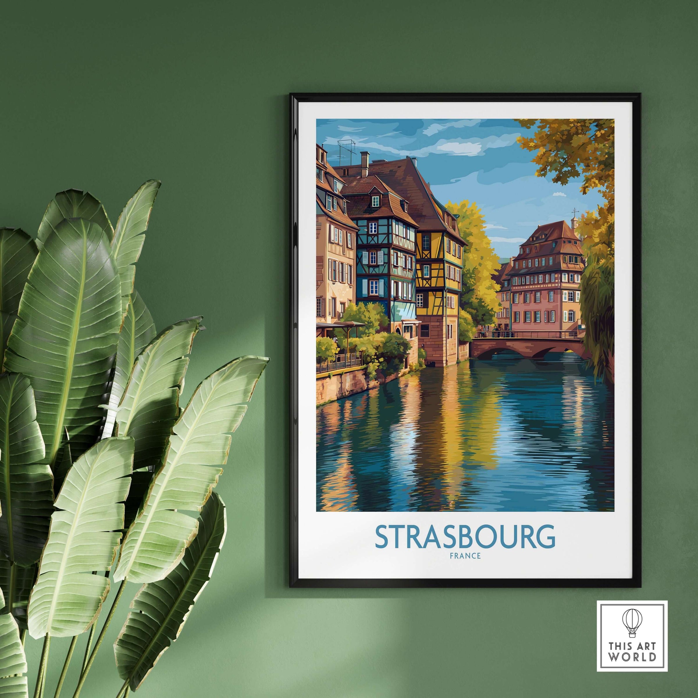Strasbourg France Art Print showcasing historic architecture and picturesque canals in Strasbourg, France.