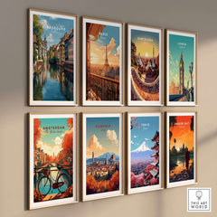 Strasbourg Poster France Wall Decor featuring iconic cities in colorful framed prints.