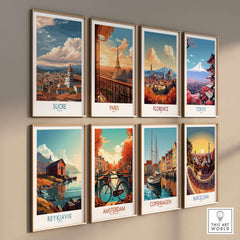 Sucre Bolivia Art Print | Mountain Skyline Poster collection featuring framed cityscape posters.