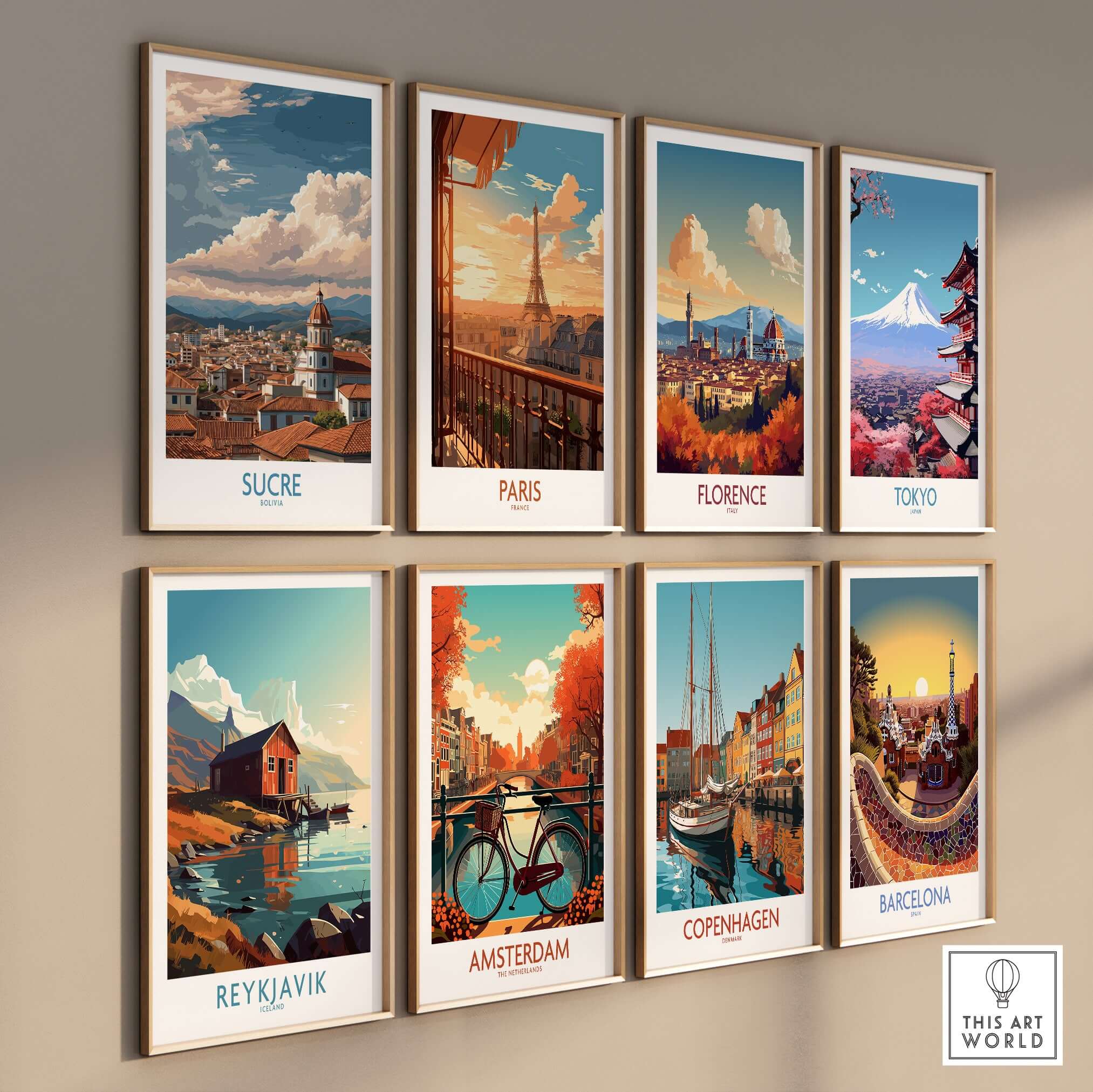 Sucre Bolivia Art Print | Mountain Skyline Poster collection featuring framed cityscape posters.