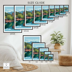 Summer Palace China Lake View Poster - Beijing Imperial Garden Wall Art size guide with dimensions shown