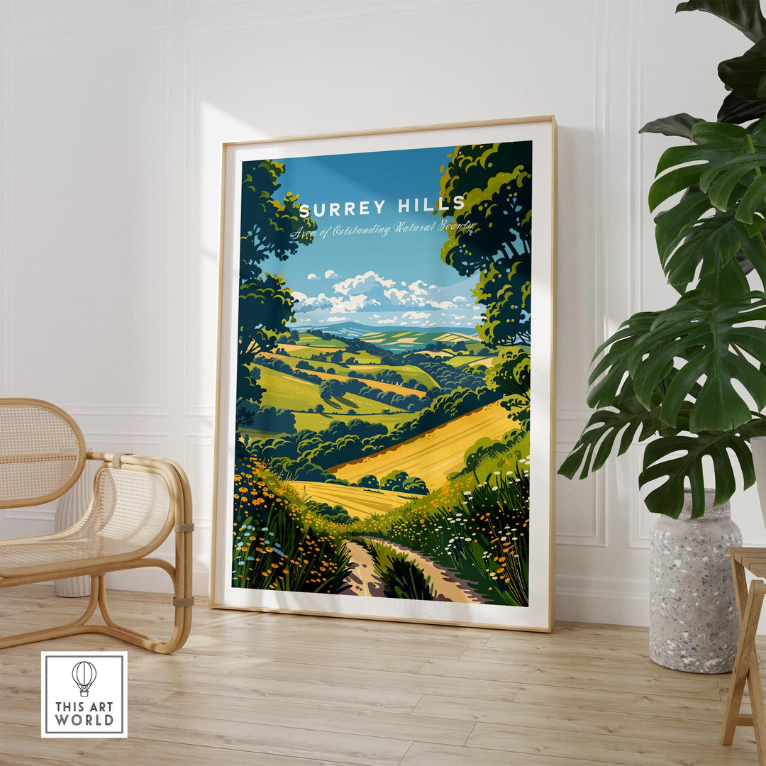 Surrey Hills Wall Art Print - United Kingdom Travel Poster