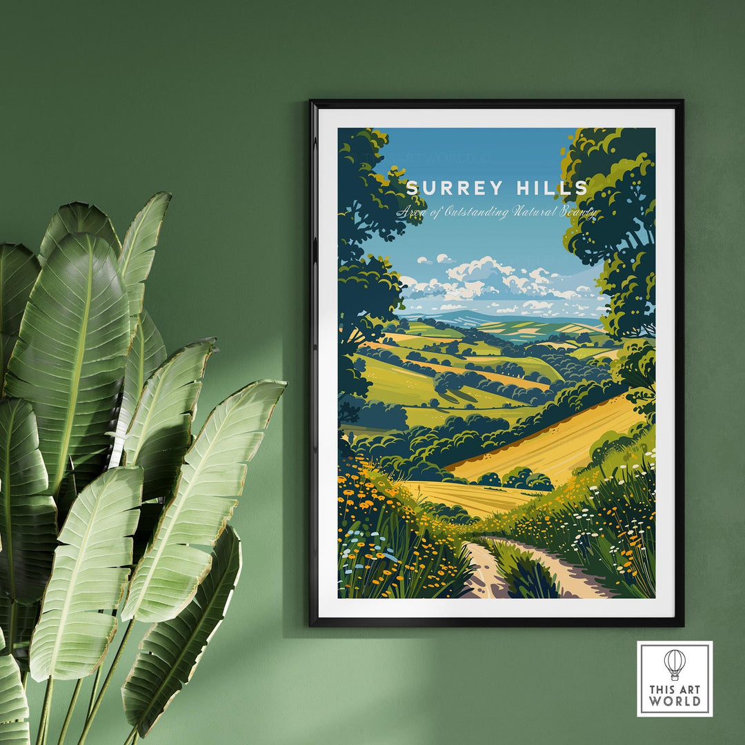 Surrey Hills Wall Art Print - United Kingdom Travel Poster