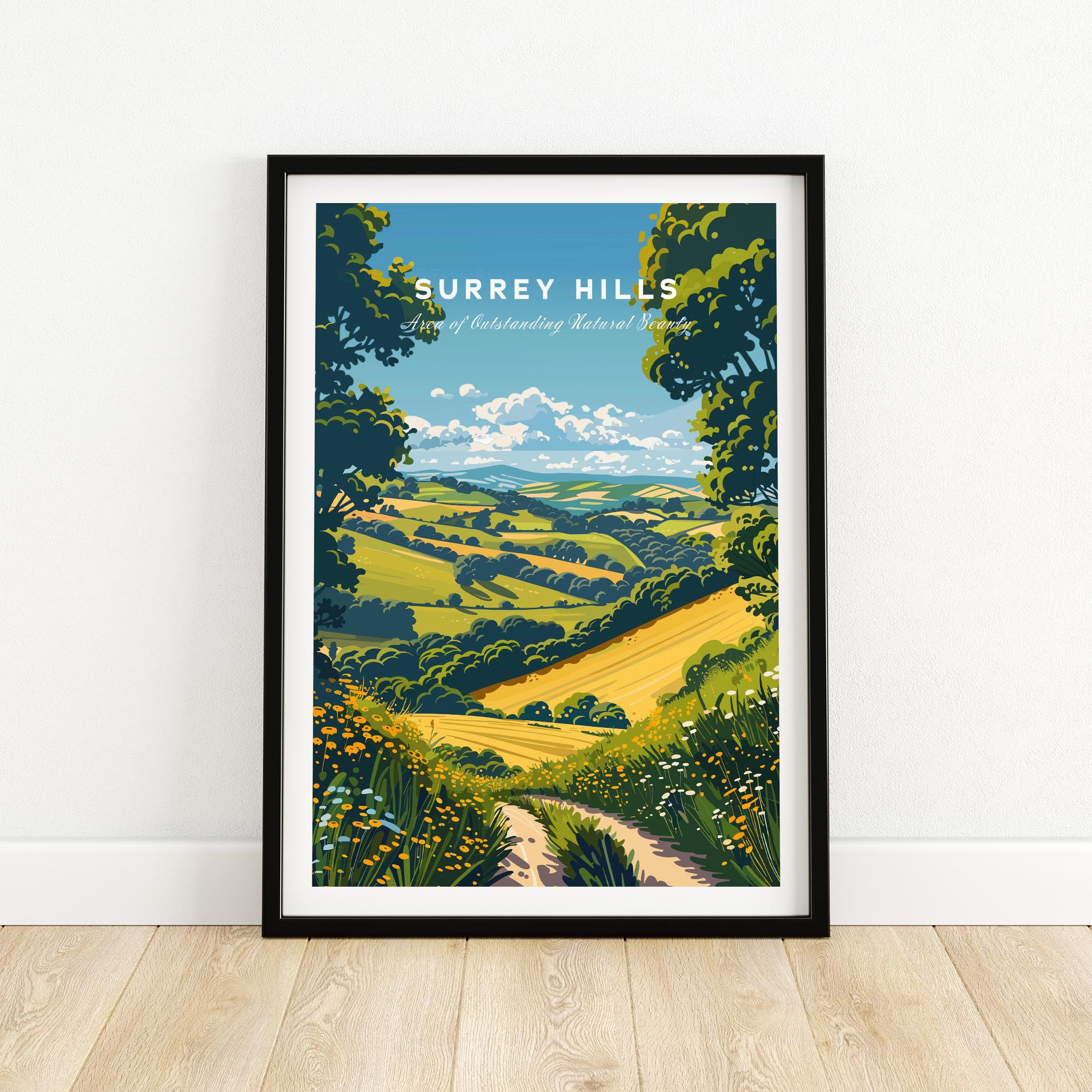 Surrey Hills Wall Art Print - United Kingdom Travel Poster