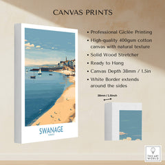 Swanage Dorset Canvas Print | Scenic Bay Poster showcasing professional Giclée printing and natural texture.