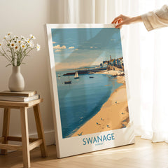 Swanage Dorset Canvas Print | Scenic Bay Poster showcasing tranquil seascape and shoreline in Swanage.